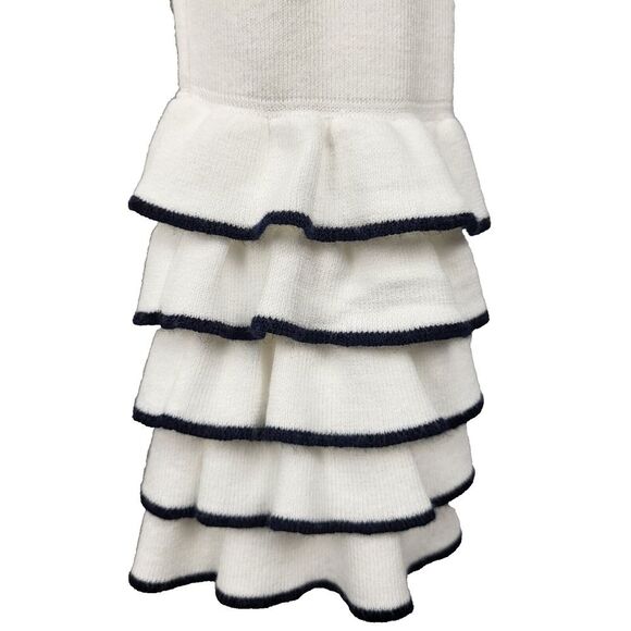 Club Monaco Medium White Sweater 5 layer Cuff Ruffles with Black Trim Feminine - Picture 6 of 8
